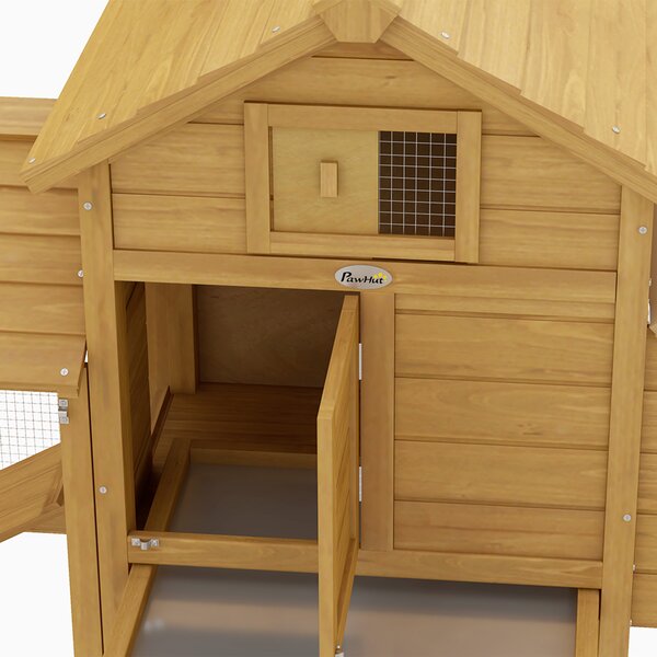 PawHut Coteț Prefabricat din Lemn pentru 2 Găini cu Gard pentru Grădină 150.5 x 54 x 87cm | Aosom Romania
