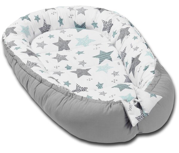 Cosulet bebelus pentru dormit Kidizi Baby Nest Cocoon 90x50 cm All Mint Stars