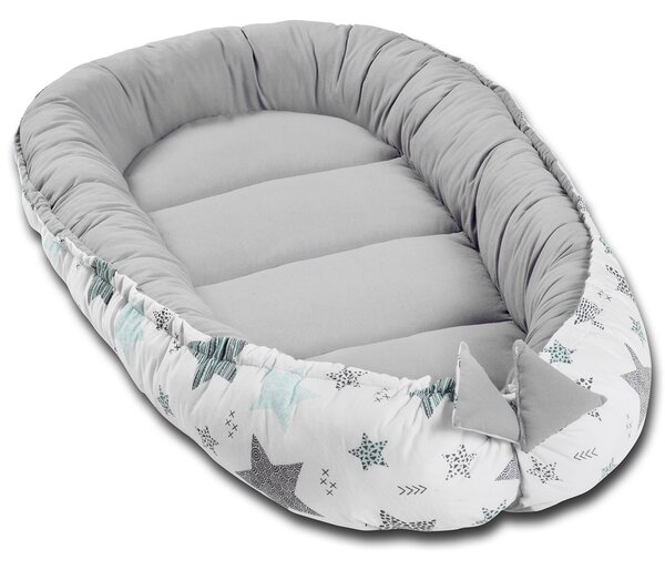 Cosulet bebelus pentru dormit Kidizi Baby Nest Cocoon 90x50 cm All Mint Stars