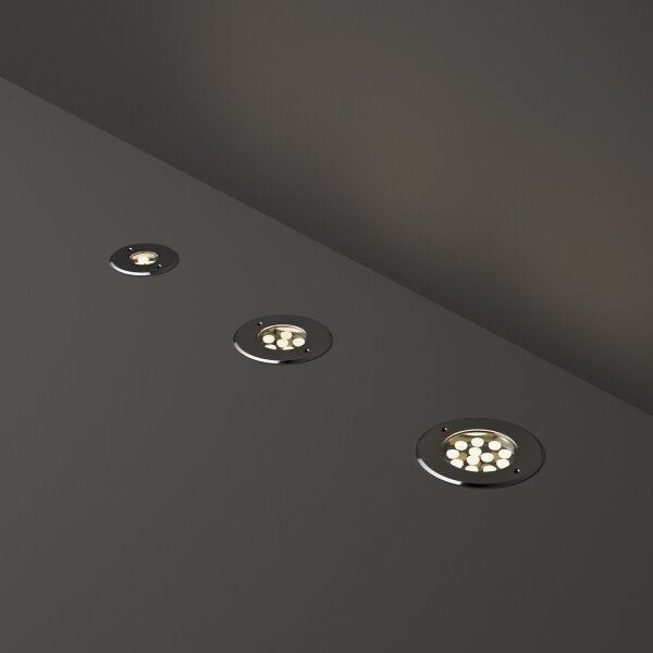 Corp de iluminat LED pentru căi de acces Ideal Lux FLOOR LED/3W/230V d. 9 cm CRI 90 IP67 crom