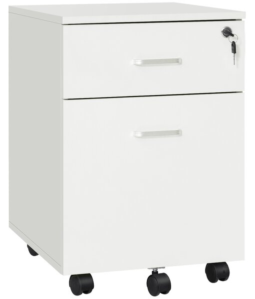 Vinsetto Fiset Compact din PAL cu 2 Sertare și 5 Roti, Dulap de Birou cu Încuietoare, Design Modern, Culoare Lemn | Aosom Romania