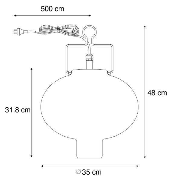 Lampă pendant inteligentă pentru exterior alb 35cm cu WiFi A60 - Pion