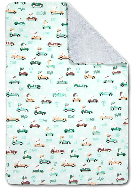Paturica dubla pufoasa cu doua fete 100x78 cm Kidizi Fluffy Husty Rabbit