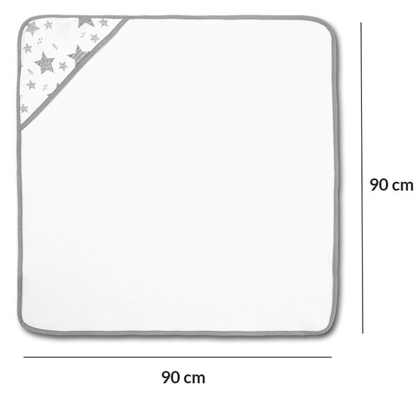 Prosop bebe din bumbac cu gluga 90x90 cm Kidizi Ducky, culoare gri, potrivit de la nastere pana la 2 ani