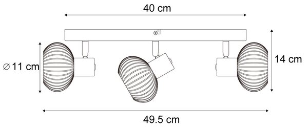 Spotlight plafon rotund negru cu sticlă fumuriu 3 lumini - Teddy