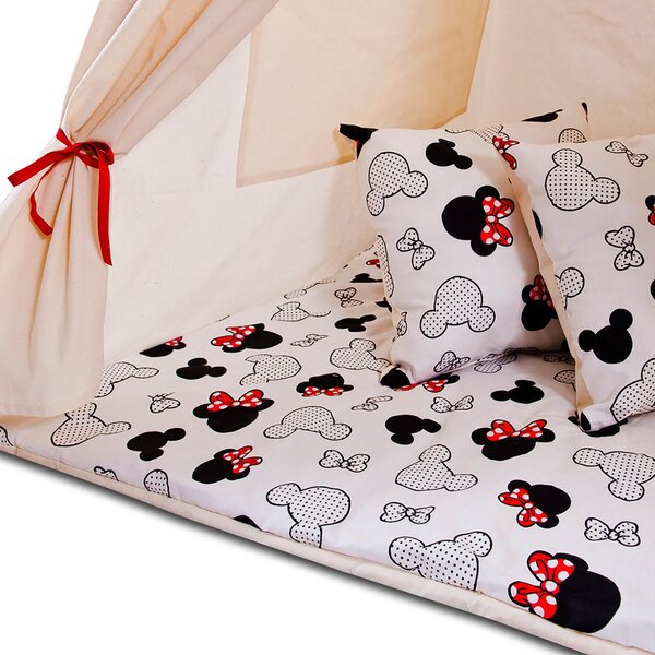 Cort copii stil indian Teepee Tent Kidizi Minnie, include covoras gros si 2 perne, stabilizator cadou