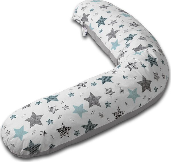 Perna gravide 3 in 1 cu husa detasabila Kidizi Lena, lungime 160 cm, All Mint Stars