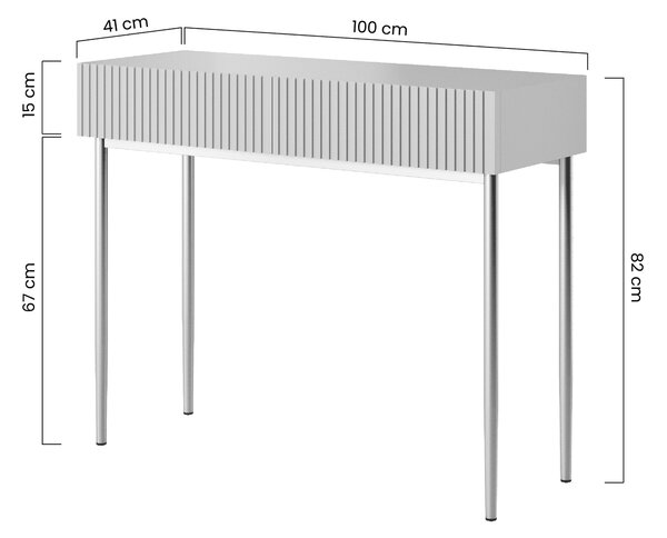 Consolă cu sertare Nicole 100 cm - cașmir / picioare aurii
