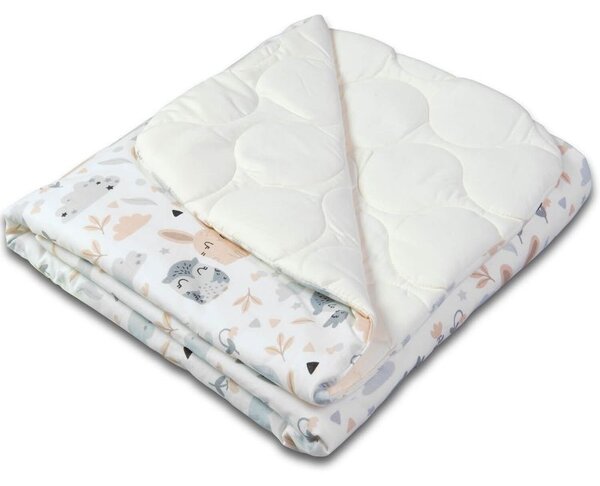 Set lenjerie matlasata 5 piese Kidizi Forest Friends, include perna, plapumioara, aparatoare si cearceaf