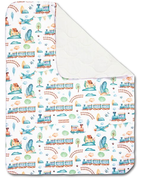 Set perna bebelus si plapumioara matlasata 100x75 cm Kidizi Choo Choo