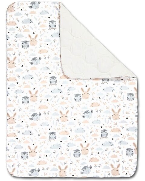 Set lenjerie matlasata 5 piese Kidizi Forest Friends, include perna, plapumioara, aparatoare si cearceaf
