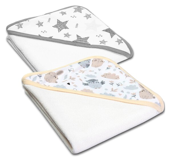 Set doua prosoape bebe din bumbac cu gluga 90x90 cm Kidizi Magic Forest Friends