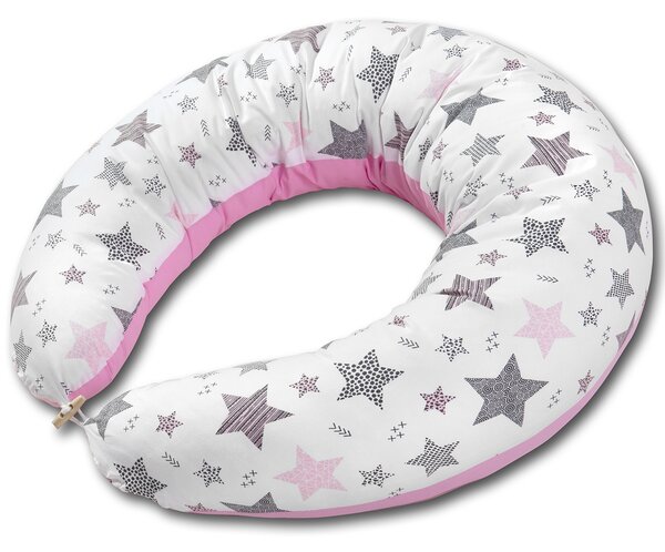 Perna gravide 200x35 cm cu husa detasabila Kidizi Hanna All Pink Stars