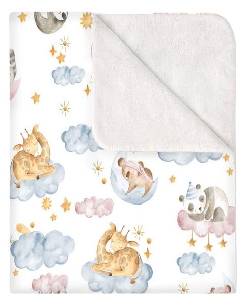 Set lenjerie 5 piese din flanel Kidizi Wonderland, perna bebelus, plapumioara, aparatori si cearceaf