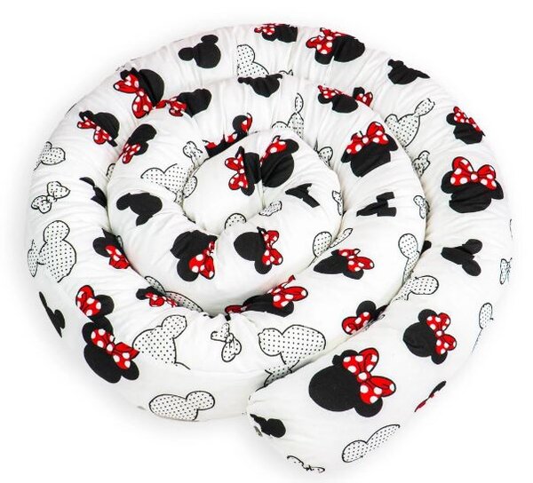Set 2 aparatori laterale multifunctionale tip rulou pentru patut 120x60 cm Kidizi Minnie, husa detasabila, diametru 10 cm