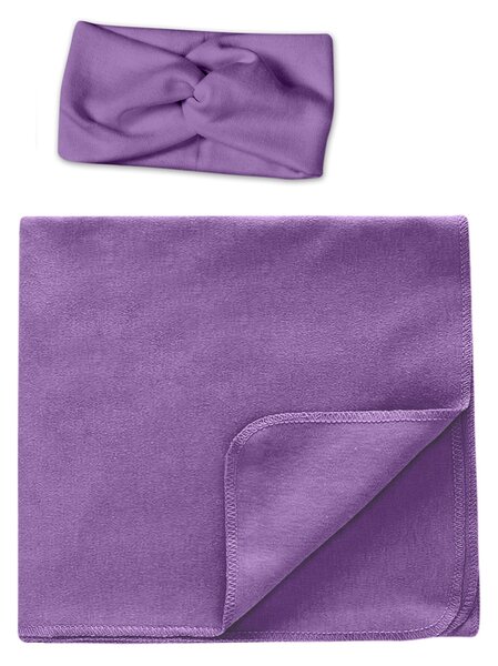 Set paturica si bentita din bumbac pentru nou-nascut Kidizi, Purple