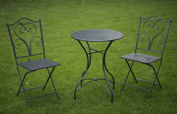 Set mobilier grădină masă și 2 scaune, negru