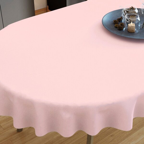 Goldea față de masă decorativă loneta - roz - ovală 120 x 160 cm