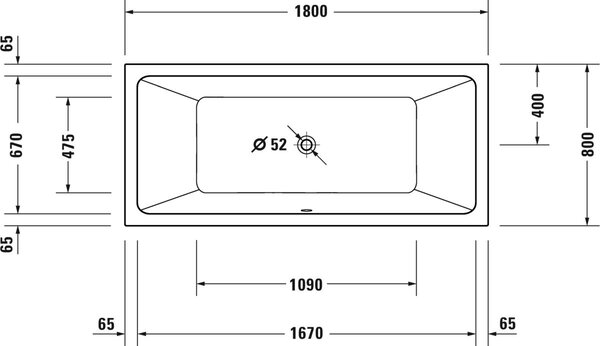 Duravit No. 1 cada dreptunghiulară 180x80 cm alb 700492000000000