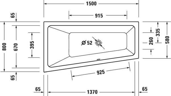 Duravit No. 1 cadă de colț 150x80 cm partea stângă alb 700504000000000