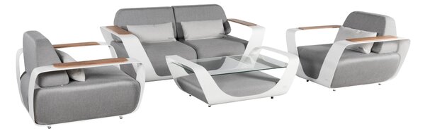 Set mobilier gradina de lux Higold Onda Designed by Pininfarina Italy, 2 fotolii, canapea 2 locuri, masuta de cafea, gri
