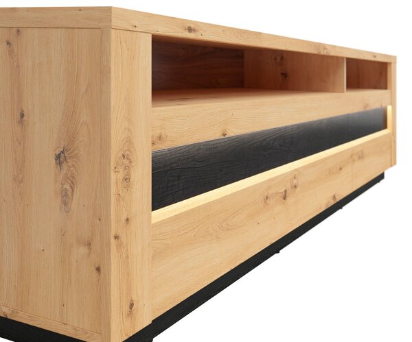 Masă TV/Dulap Ostia RTV2S (Stejar artisan + Stejar negru) ( cu iluminat LED). 1025965