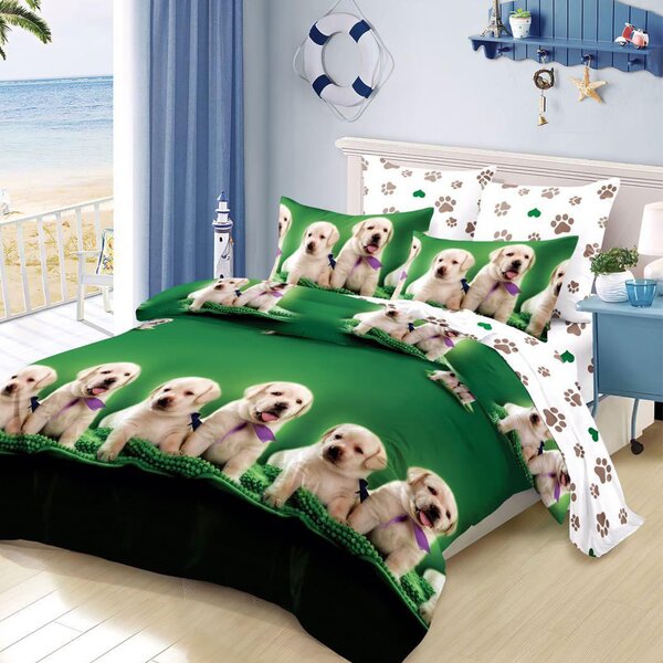 Lenjerie de pat cu Elastic Bumbac Finet 6 Piese Puppies