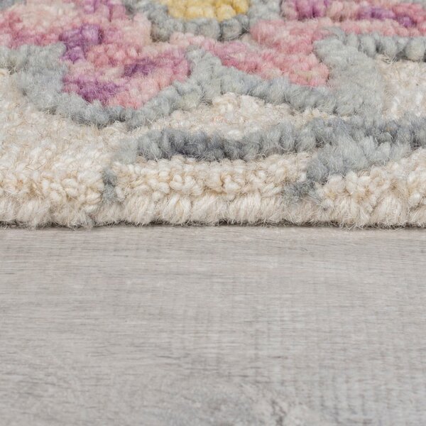 Covor crem țesut manual din lână 120x170 cm Tania Floral – Flair Rugs