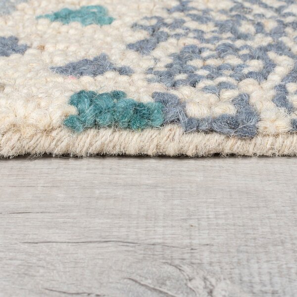 Covor albastru-bej țesut manual din lână 120x170 cm Eloise Patchwork – Flair Rugs
