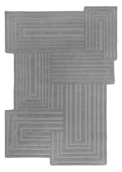 Covor gri țesut manual din lână 160x230 cm Zen Rectangles – Flair Rugs