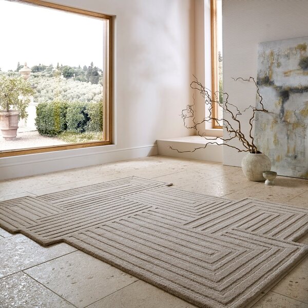 Covor bej țesut manual din lână 160x230 cm Zen Rectangles – Flair Rugs
