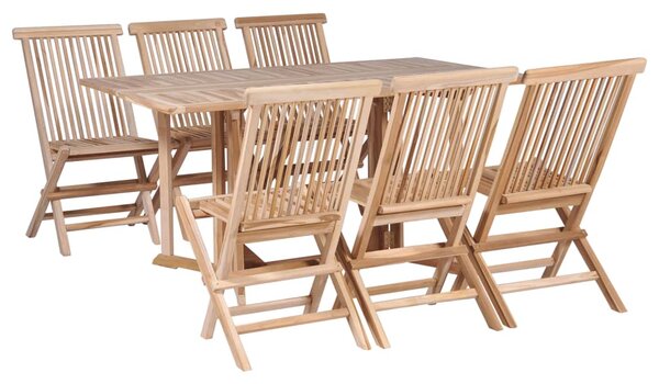 Set mobilier de exterior pliabil, 7 piese, lemn masiv de tec