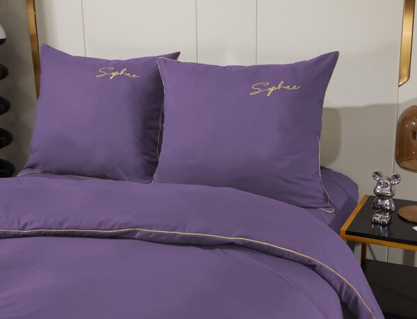 Cearșaf de pat din microfibra cu broderie violet SOPHAE Dimensiune lenjerie de pat: 70 x 80 cm | 140 x 200 cm