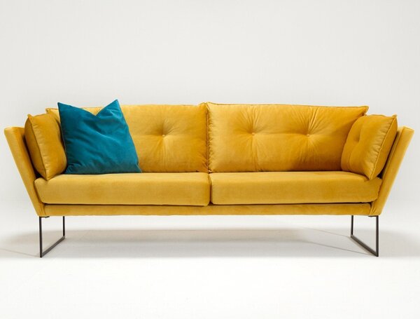 Canapea cu 3 Locuri Relax, Muştar, 212 x 88 x 82 cm