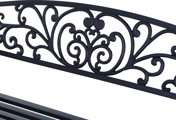 Outsunny Bancă pentru Grădină pentru Exterior din Metal și Fontă, Încărcare maximă 240 kg127×60×85 cm, Negru | Aosom Romania