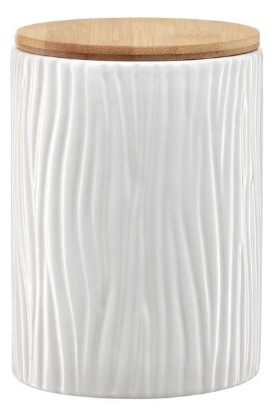 Recipient depozitare cu capac din bambus 1.11L, model scoarta alba, Tuvo