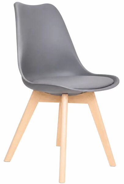 Scaun Sydney din piele ecologica grey, picioare din lemn - dimensiuni 48x50x82 cm