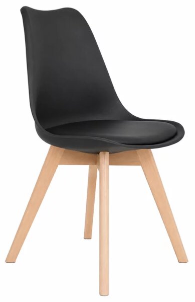 Scaun Sydney din piele ecologica black, picioare din lemn - dimensiuni 48x50x82 cm