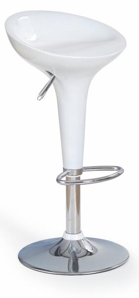 Scaun de bar din plastic cu picior metalic, Hoku-17 Alb / Crom, l44xA38xH67-88 cm