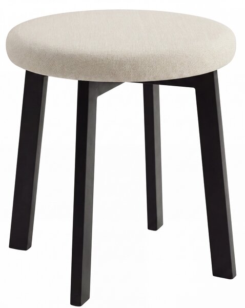MAZZONI EXPORT Taburet rotund ZOI Bej Deschis (Storm 04) / cadru din stejar negru