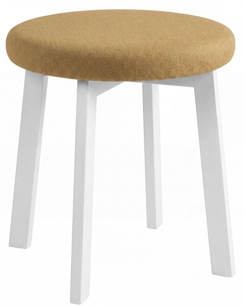 MAZZONI EXPORT Taburet rotund ZOI Caramel (Storm 45) / cadru din stejar alb