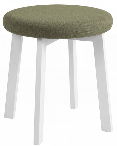 MAZZONI EXPORT Taburet rotund ZOI Verde (Storm 34) / cadru din stejar alb