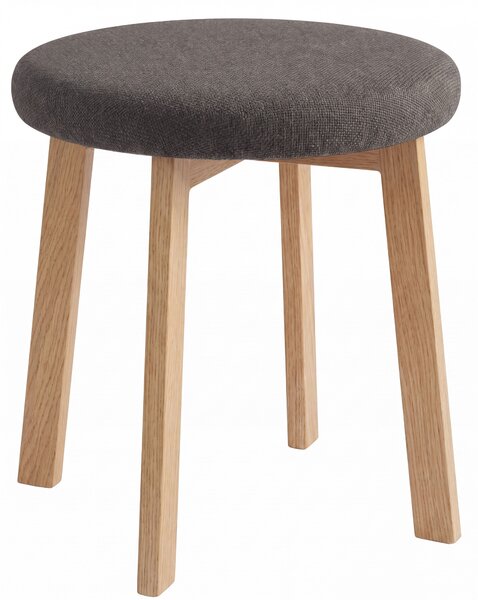 MAZZONI EXPORT Taburet rotund ZOI Bej Taupe (Storm 26) / cadru din stejar