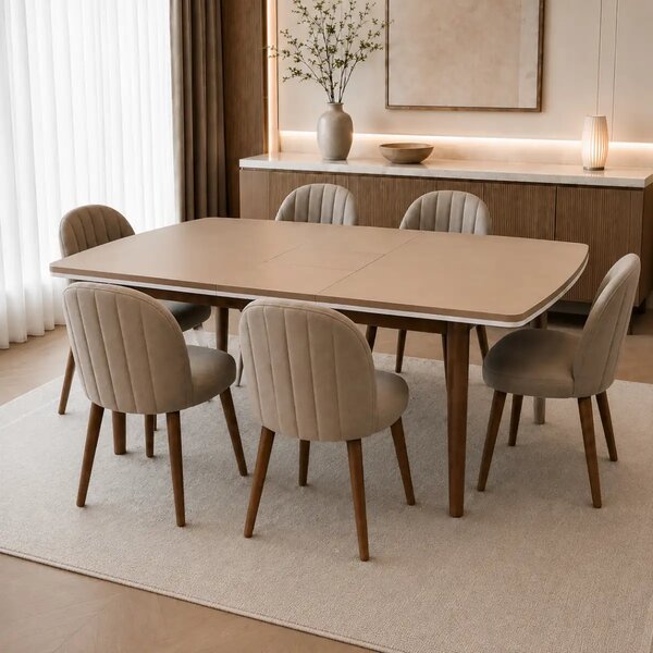 Masă extensibilă Siena, taupe, 160 × 85 × 76 cm