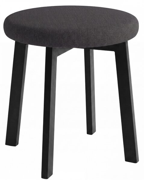 MAZZONI EXPORT Taburet rotund ZOI Negru (Storm 100) / cadru din stejar negru