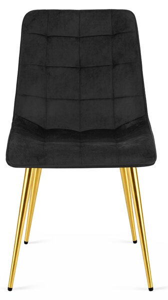 Scaun de masa SPLIT VELVET cu picioare aurii, negru