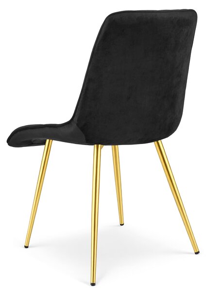 Scaun de masa SPLIT VELVET cu picioare aurii, negru
