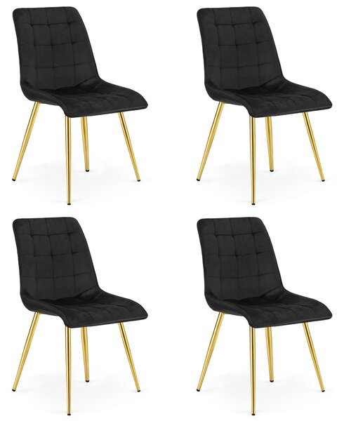 Scaun de masa SPLIT VELVET cu picioare aurii, negru