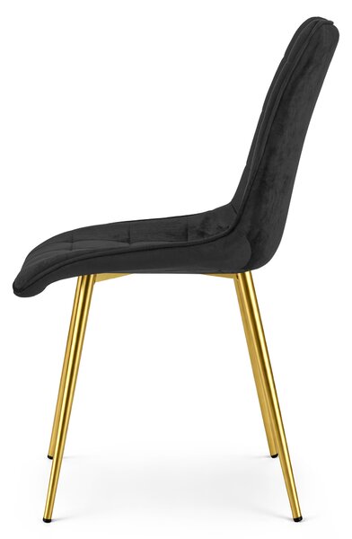 Scaun de masa SPLIT VELVET cu picioare aurii, negru