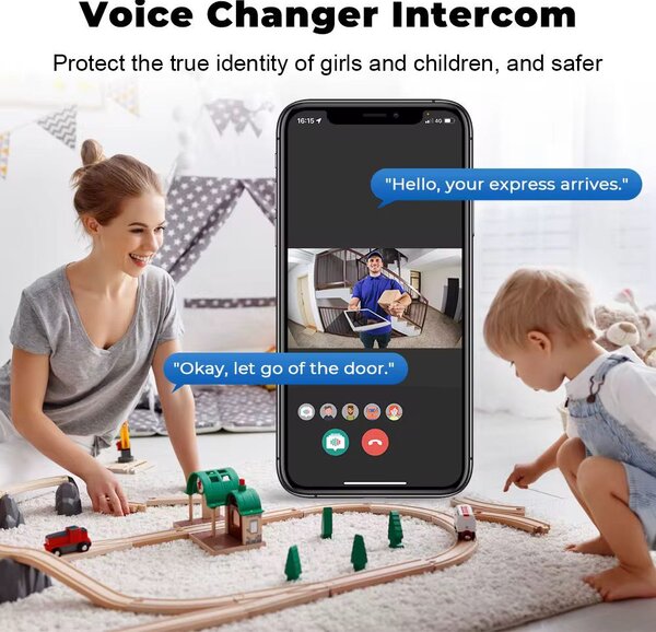 Sonerie Video Smart 4K WiFi, Night Vision, Audio Bidirectional